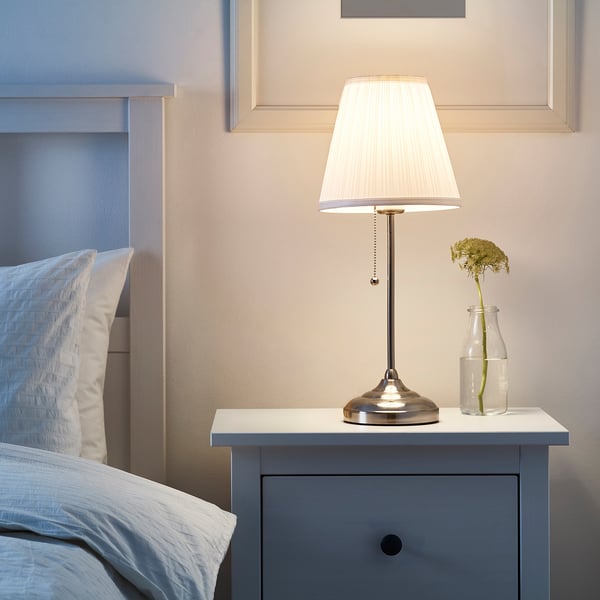 ÅRSTID table lamp, nickel-plated/white, 22 cm