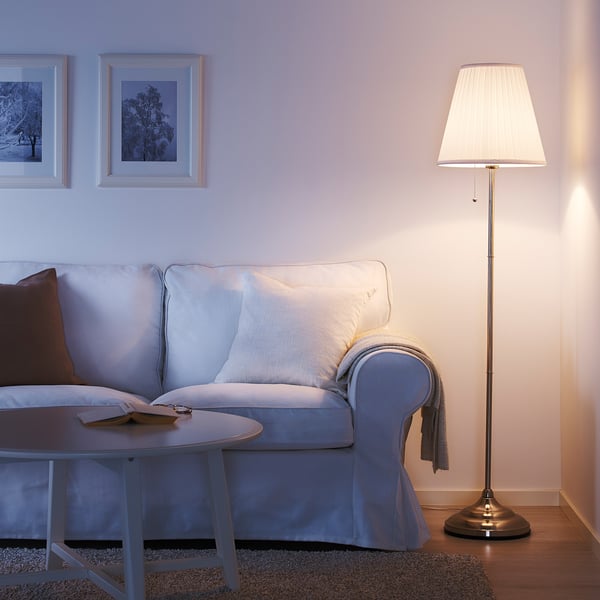 ÅRSTID floor lamp, nickel-plated/white, 36 cm