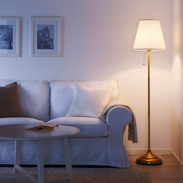 ÅRSTID floor lamp, brass/white, 36 cm