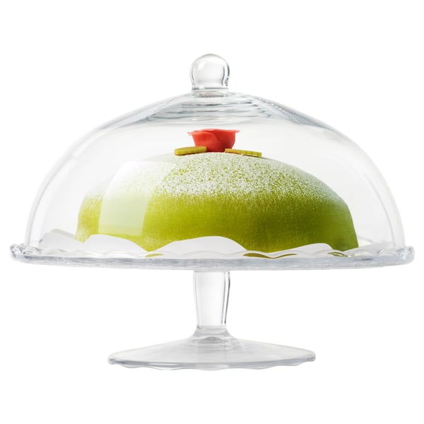 ARV BRÖLLOP serving stand with lid, clear glass, 29 cm
