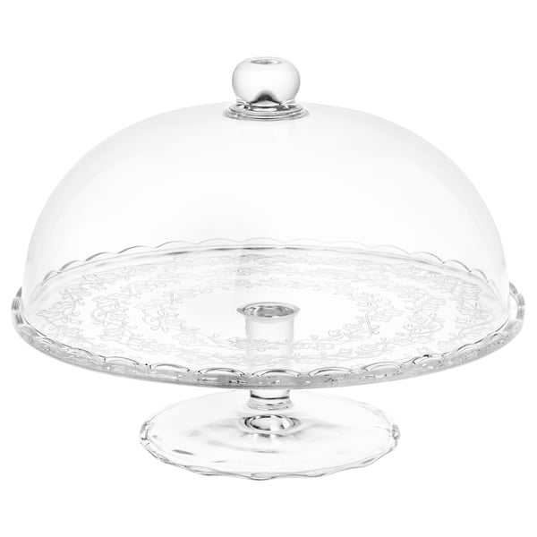 ARV BRÖLLOP serving stand with lid, clear glass, 29 cm