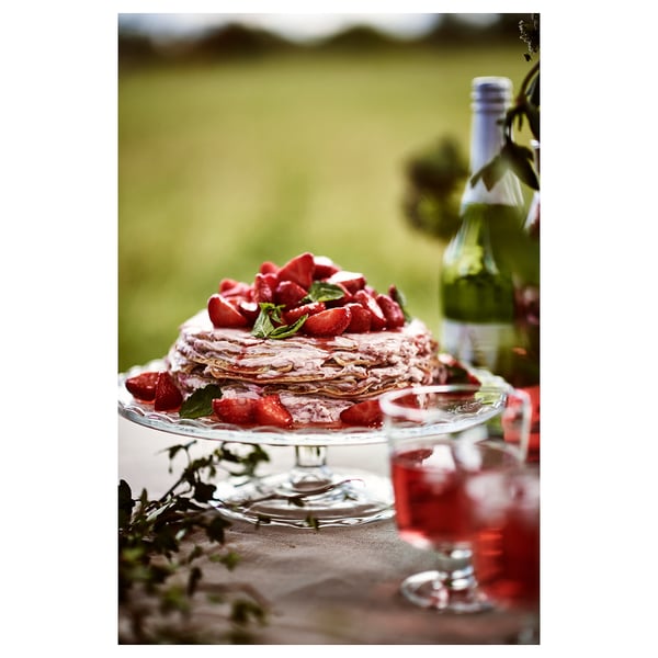 ARV BRÖLLOP serving stand with lid, clear glass, 29 cm