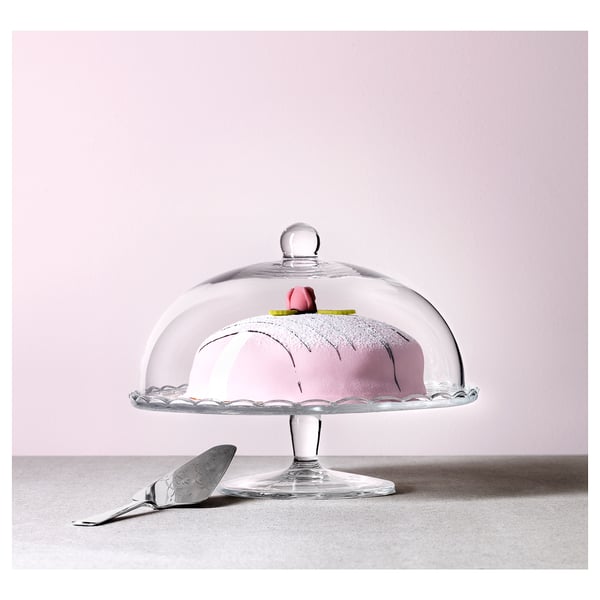 ARV BRÖLLOP serving stand with lid, clear glass, 29 cm