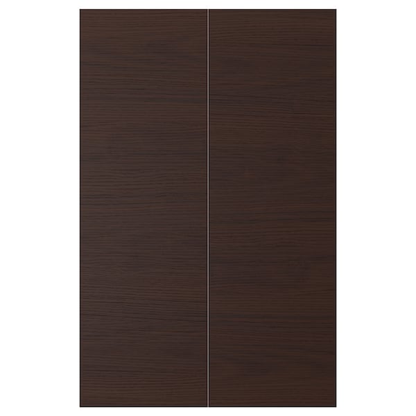 ASKERSUND - Set 2 doors for corner base cabinet, dark brown ash effect,25x80 cm