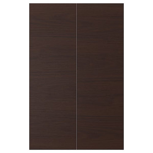 ASKERSUND - Set 2 doors for corner base cabinet, dark brown ash effect,25x80 cm