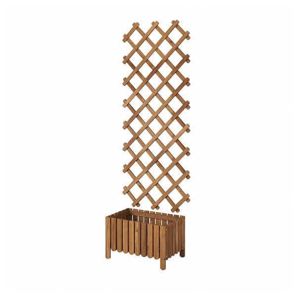 ASKHOLMEN flower box w trellis, outdoor, dark brown