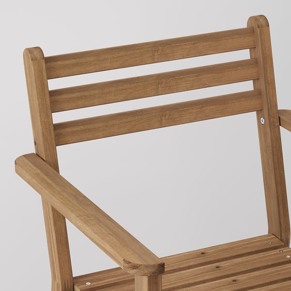 ASKHOLMEN chair with armrests, outdoor, dark brown, 59x82x56 cm