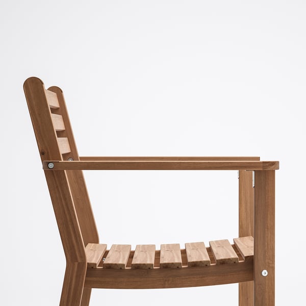 ASKHOLMEN chair with armrests, outdoor, dark brown, 59x82x56 cm