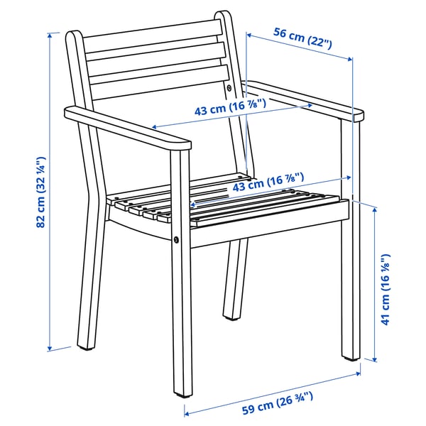 ASKHOLMEN - ASKHOLMEN Chair with armrests, outdoor, dark brown