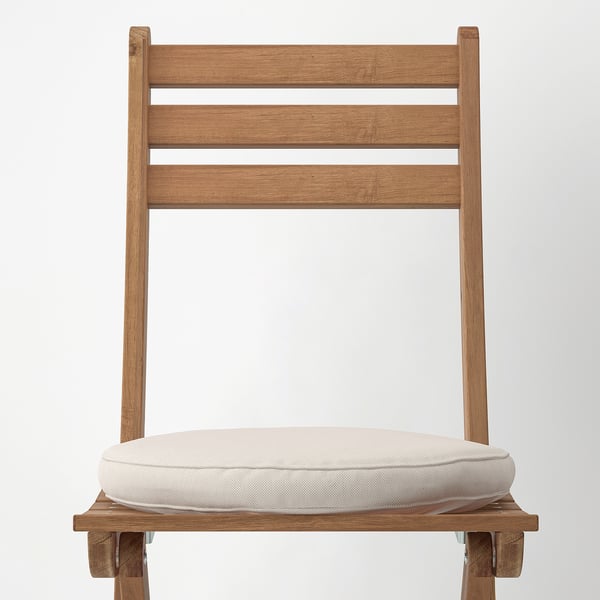 ASKHOLMEN chair, outdoor, foldable dark brown/Frösön/Duvholmen beige, 36x87 cm