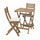 ASKHOLMEN - Table+2 folding chairs garden, dark brown/Kuddarna light gray-beige,60x62 cm