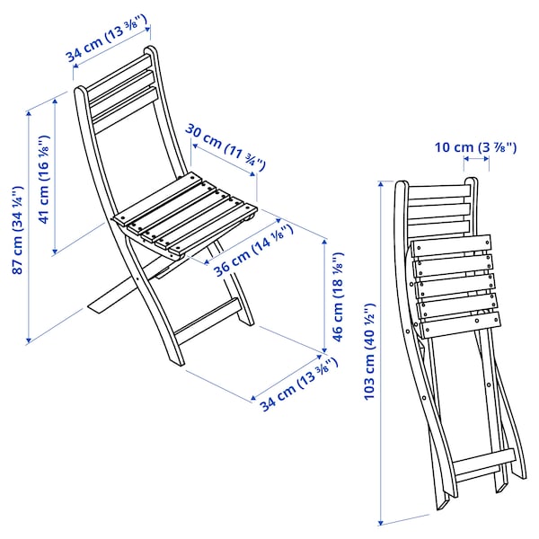 ASKHOLMEN - Table and 2 folding chairs, outdoor, dark brown, 60x62 cm