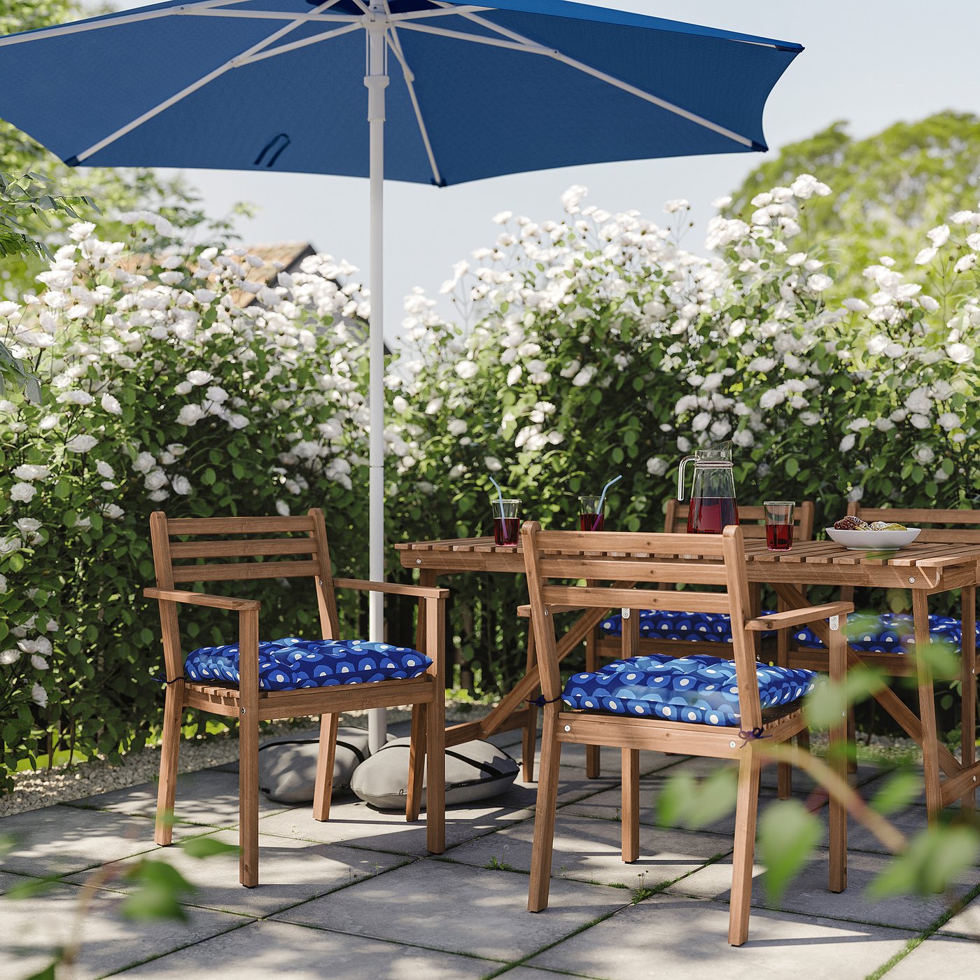 ASKHOLMEN table+4 chairs w armrests, outdoor