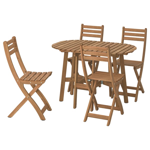 ASKHOLMEN gateleg table+4 chairs, outdoor, foldable dark brown, 106x36 cm
