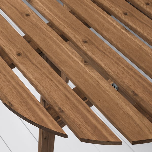 ASKHOLMEN table f wall+2 fold chairs, outdoor, dark brown/Kuddarna light grey-beige, 70x44 cm