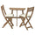 ASKHOLMEN - Wall table/2chairs foldv extern, dark brown/Kuddarna light gray-beige,70x44 cm