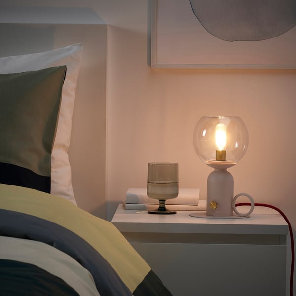 ÅSKMULLER table lamp, dimmable light pink/red, 24 cm