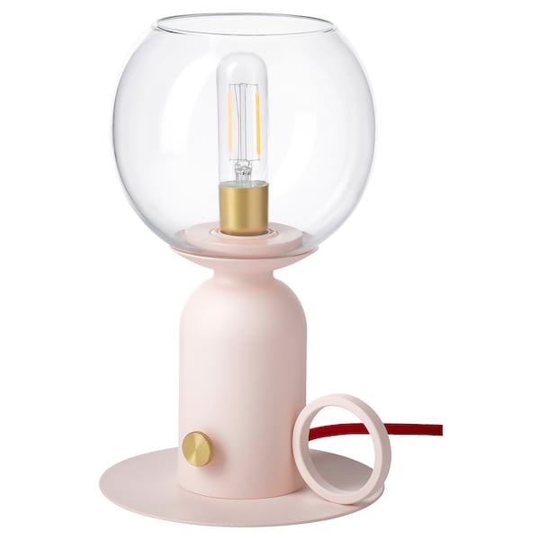 ÅSKMULLER - Table lamp, adjustable light intensity light pink/red,24 cm