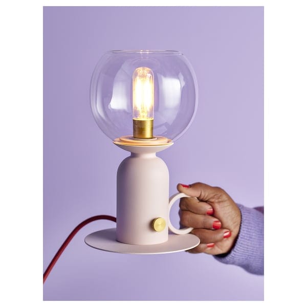 Ikea ÅSKMULLER - Table lamp, adjustable light intensity light pink/red,24 cm