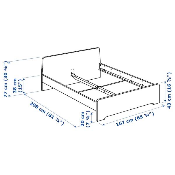 ASKVOLL Bed frame, white / Lindbåden,160x200 cm , 160x200 cm