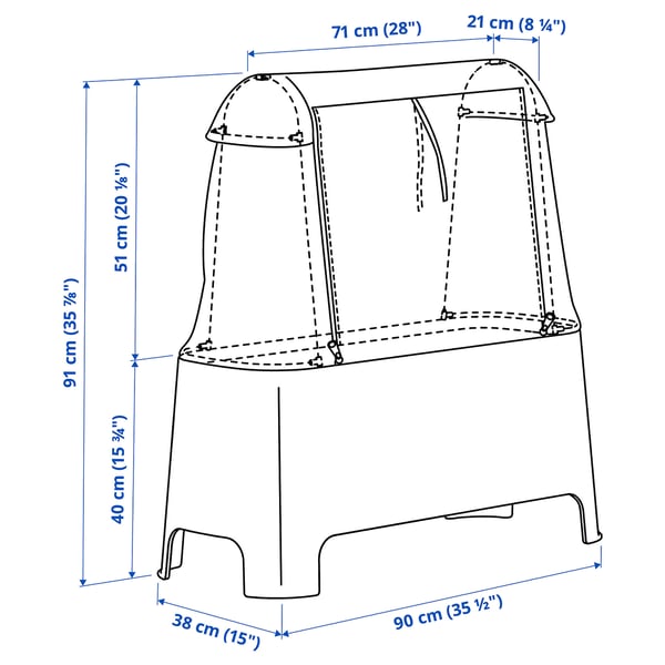 ASPAREN plant set, outdoor grey/transparent white, 89x38x91 cm