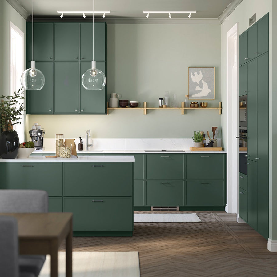 ASPUDDEN 2-p door f corner base cabinet set, dark grey-green, 25x80 cm