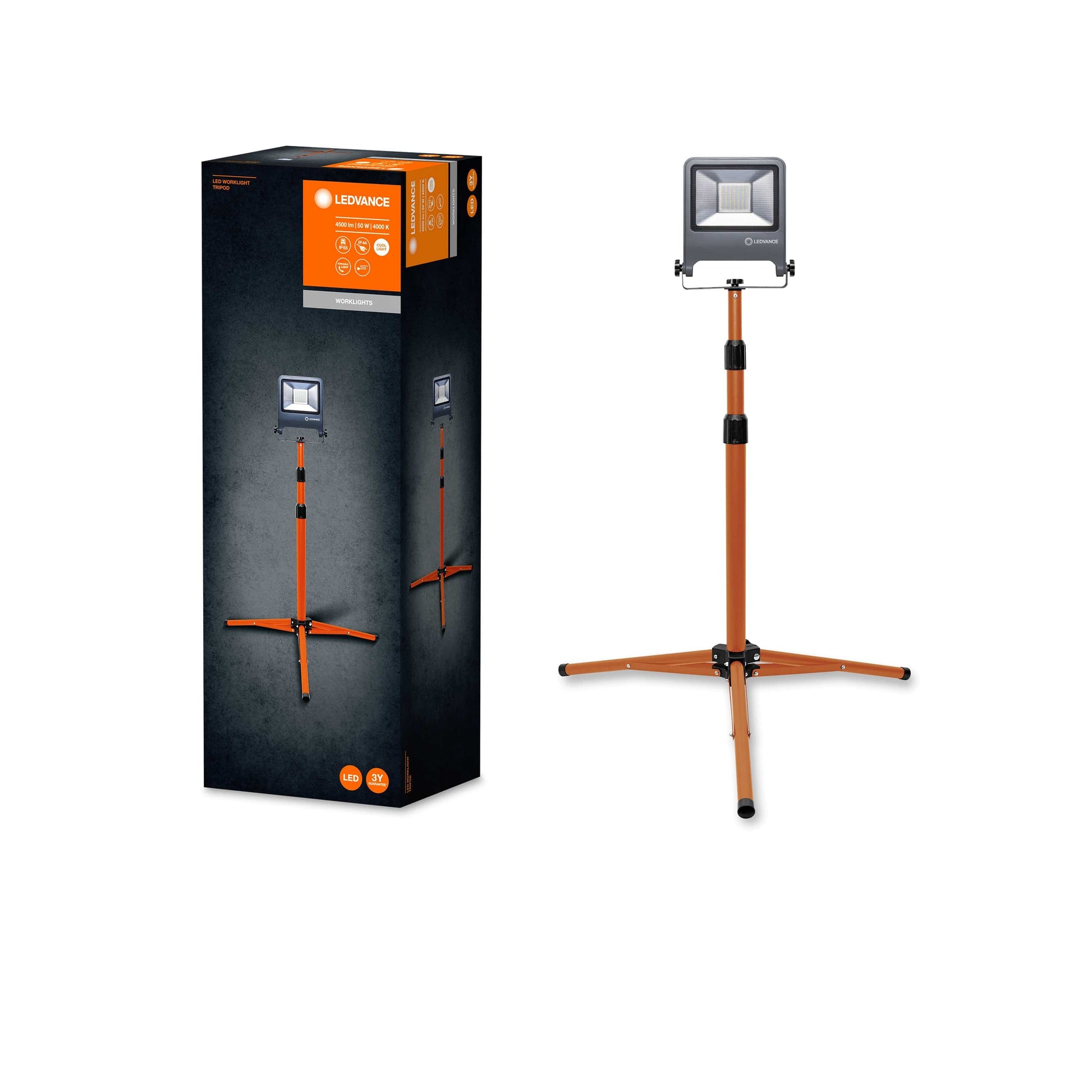 Bricocenter ORANGE ALUMINUM TRIPOD PROJECTOR LED 50W NATURAL LIGHT IP65