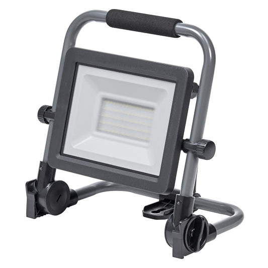 Portable 50W LED floodlight, grey aluminium, cool white light, IP65