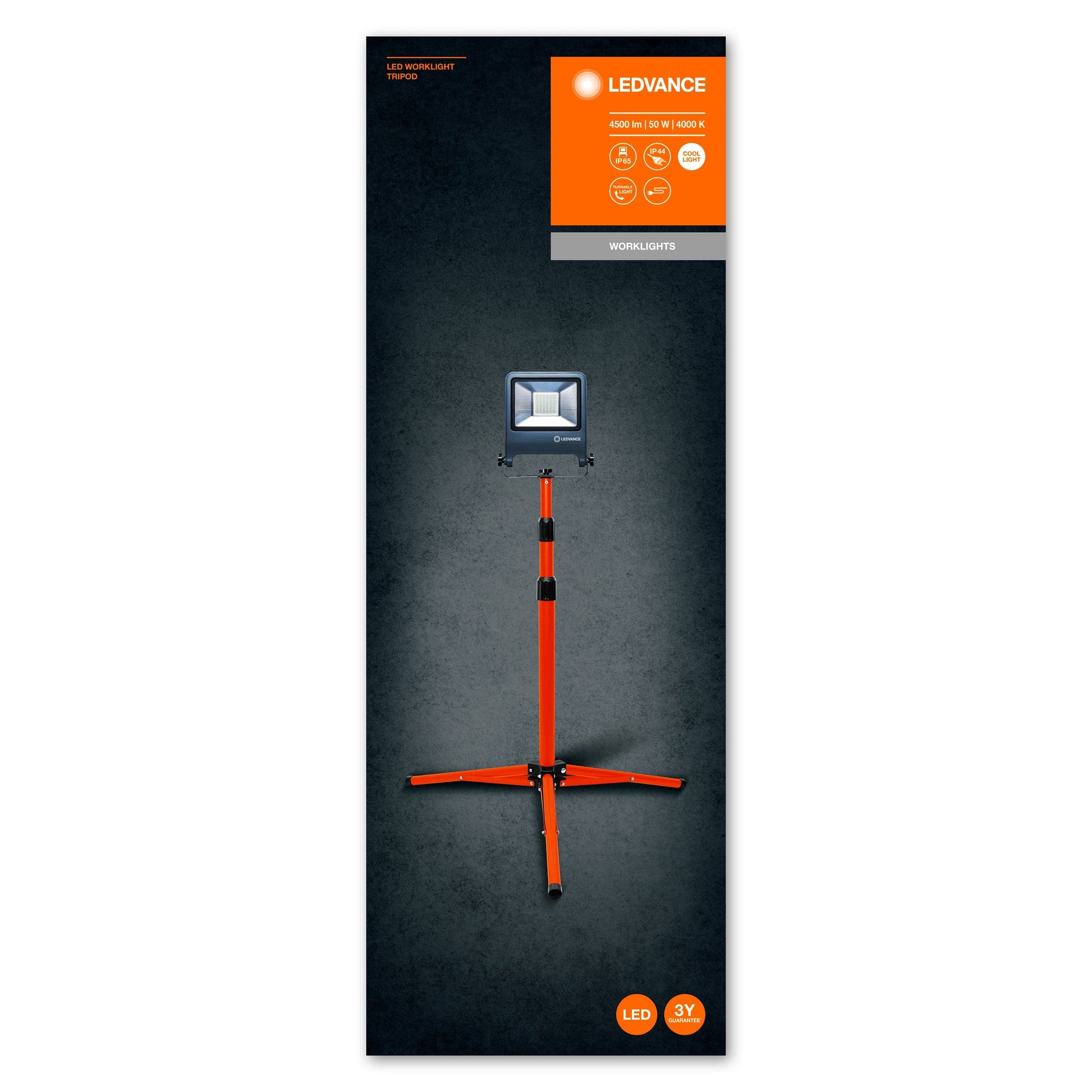 Bricocenter ORANGE ALUMINUM TRIPOD PROJECTOR LED 50W NATURAL LIGHT IP65