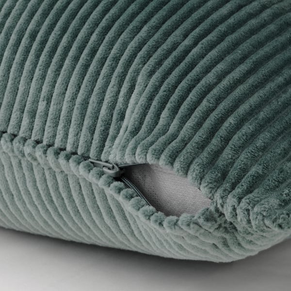 ÅSVEIG cushion cover, dark grey-turquoise, 40x58 cm