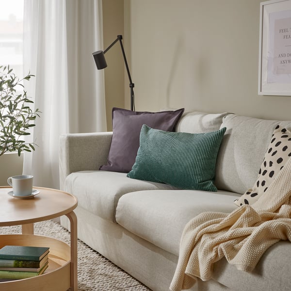 ÅSVEIG cushion cover, dark grey-turquoise, 40x58 cm