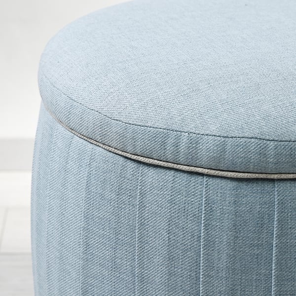 ÅTERLÖGA pouffe, with storage/Kilanda light blue, 48 cm