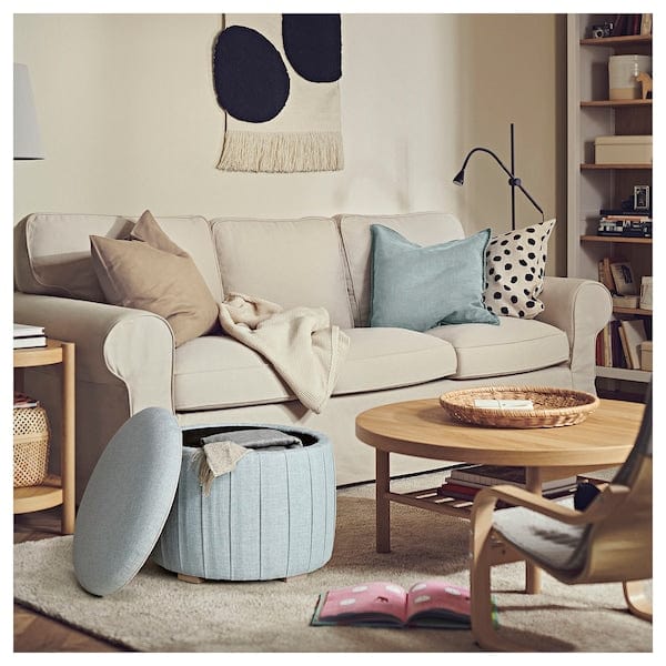 Ikea ÅTERLÖGA - Ottoman, with storage/Kilanda light blue