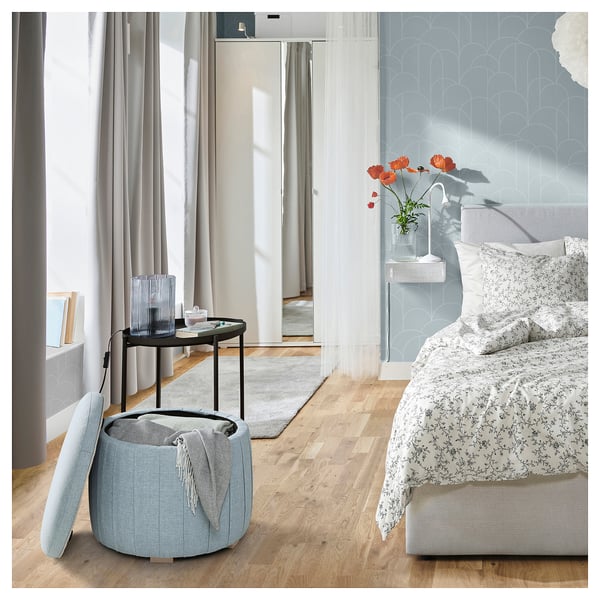 ÅTERLÖGA pouffe, with storage/Kilanda light blue, 48 cm