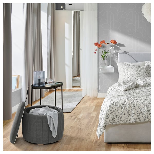 ÅTERLÖGA pouffe, with storage/Kilanda dark grey, 48 cm