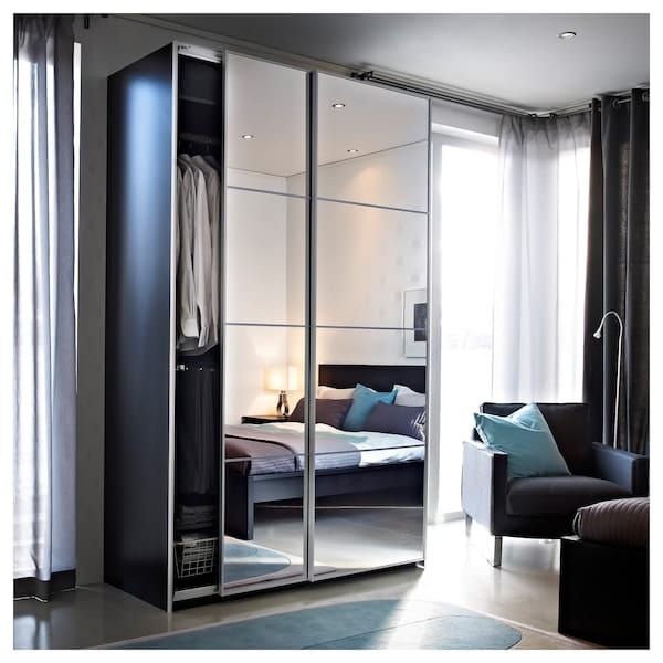 Ikea AULI - 4 panels for sliding door frame, mirror glass, 75x236 cm