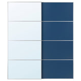 AULI / MEHAMN pair of sliding doors, aluminium mirror glass/double sided blue, 200x236 cm