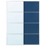 AULI / MEHAMN pair of sliding doors, aluminium mirror glass/double sided blue, 150x201 cm