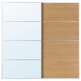AULI / MEHAMN pair of sliding doors, aluminium mirror glass/double sided oak effect, 200x201 cm