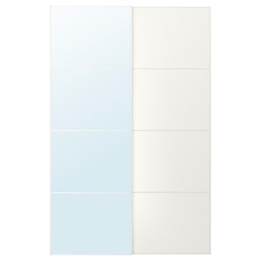 AULI / MEHAMN - Pair of sliding doors, white mirror glass/double sided white, 150x236 cm