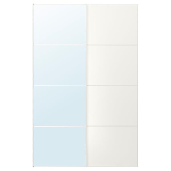 AULI / MEHAMN pair of sliding doors, white mirror glass/double sided white, 150x236 cm