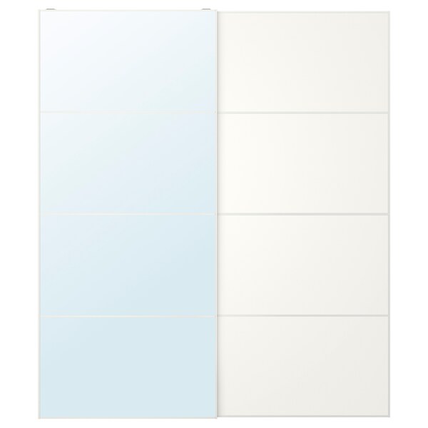 AULI / MEHAMN - Pair of sliding doors, white mirror glass/double-face white,200x236 cm