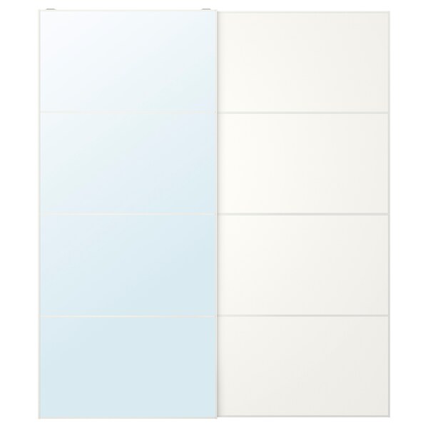 AULI / MEHAMN - Pair of sliding doors, white mirror glass/double sided white, 200x236 cm