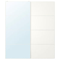 AULI / MEHAMN pair of sliding doors, white mirror glass/double sided white, 200x236 cm