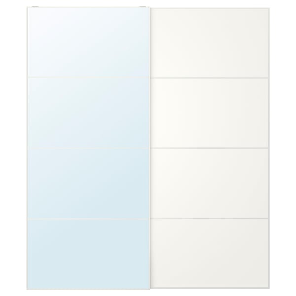 AULI / MEHAMN - AULI / MEHAMN Pair of sliding doors, white mirror glass/double sided white, 200x236 cm