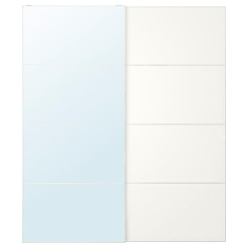 AULI / MEHAMN - Pair of sliding doors, white mirror glass/double sided white, 200x236 cm