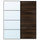 AULI / MEHAMN pair of sliding doors, black mirror glass/double sided dark brown oak effect, 200x236x8.0 cm