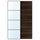 AULI / MEHAMN pair of sliding doors, black mirror glass/double sided dark brown oak effect, 150x236 cm