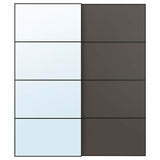 AULI / MEHAMN pair of sliding doors, black mirror glass/double sided dark grey, 200x236 cm