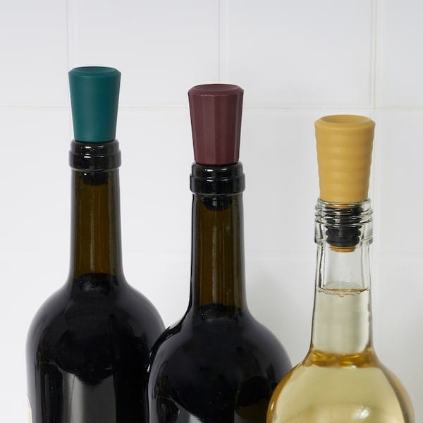 Ikea AUXID - Bottle stopper, set of 3, mixed colours